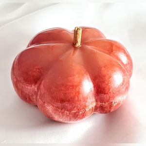 SOLD! Mid century 60s mini pumpkin/gourd decor. Pink/Red alabaster marble RARE!